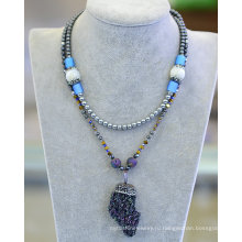 Мода природный камень гематит ожерелье ювелирные изделия
